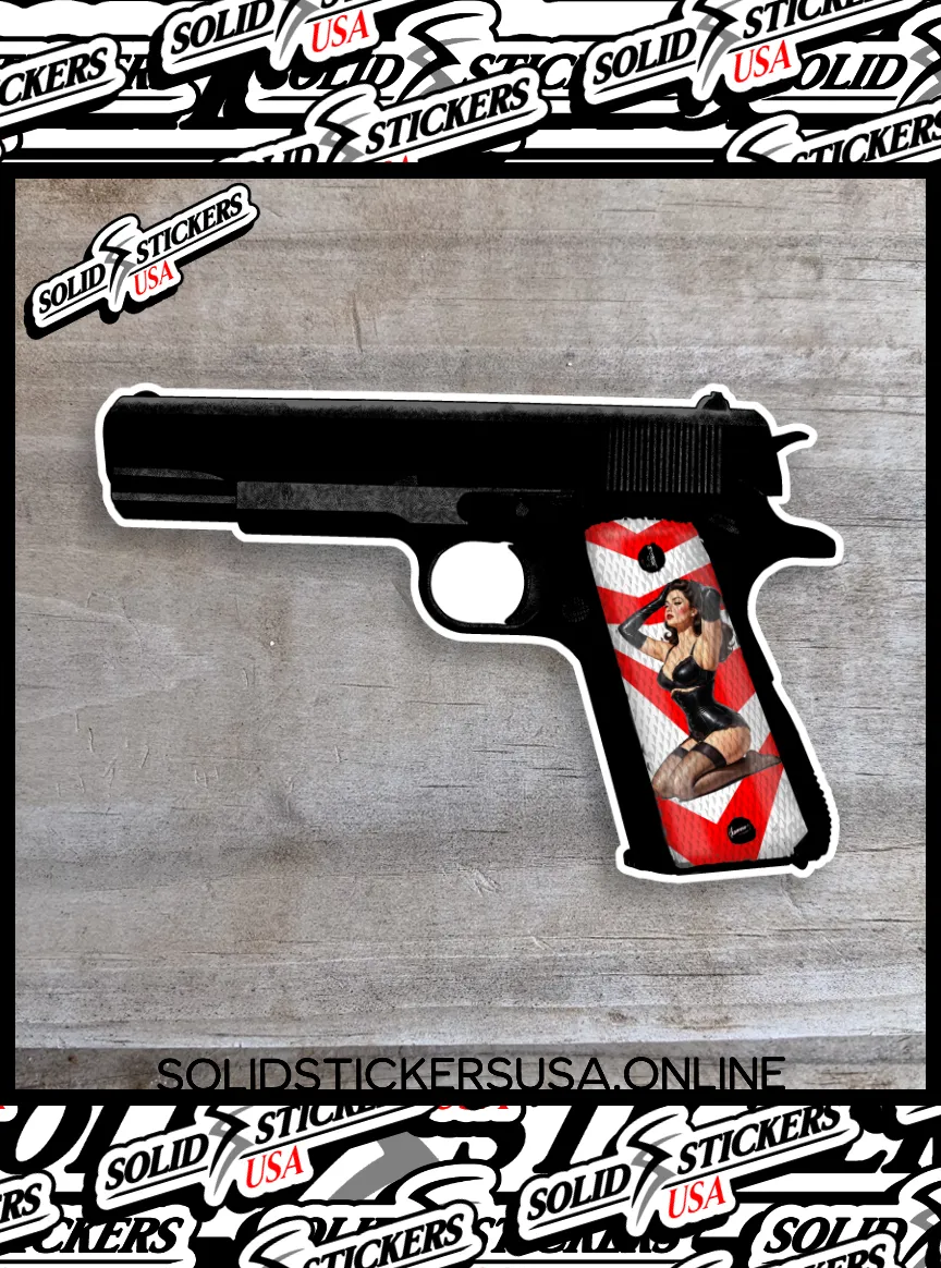 1911 Pinup in Black Sweetheart Grip Vinyl Sticker