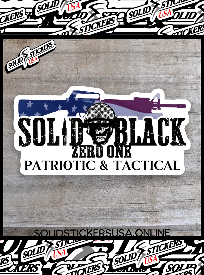 Solid Black Zero One Patriotic &amp; Tactical Vinyl Sticker