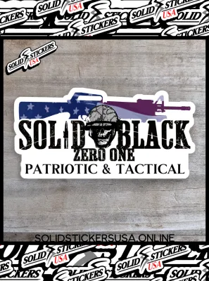 Solid Black Zero One Patriotic &amp; Tactical Vinyl Sticker