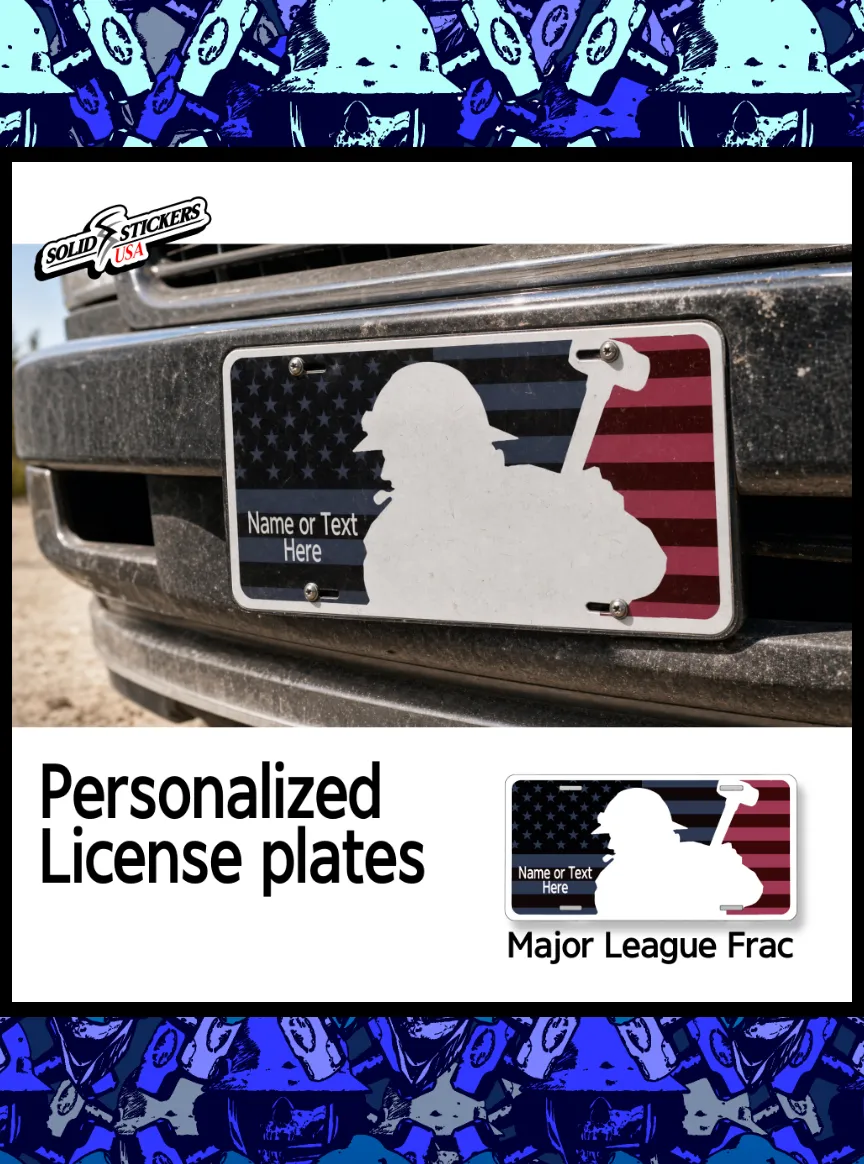 Major League Frac US Flag Emblem Personalized License Plate