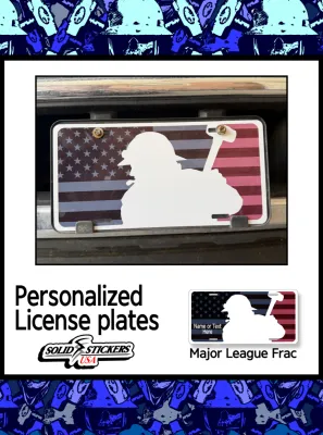 Major League Frac US Flag Emblem Personalized License Plate