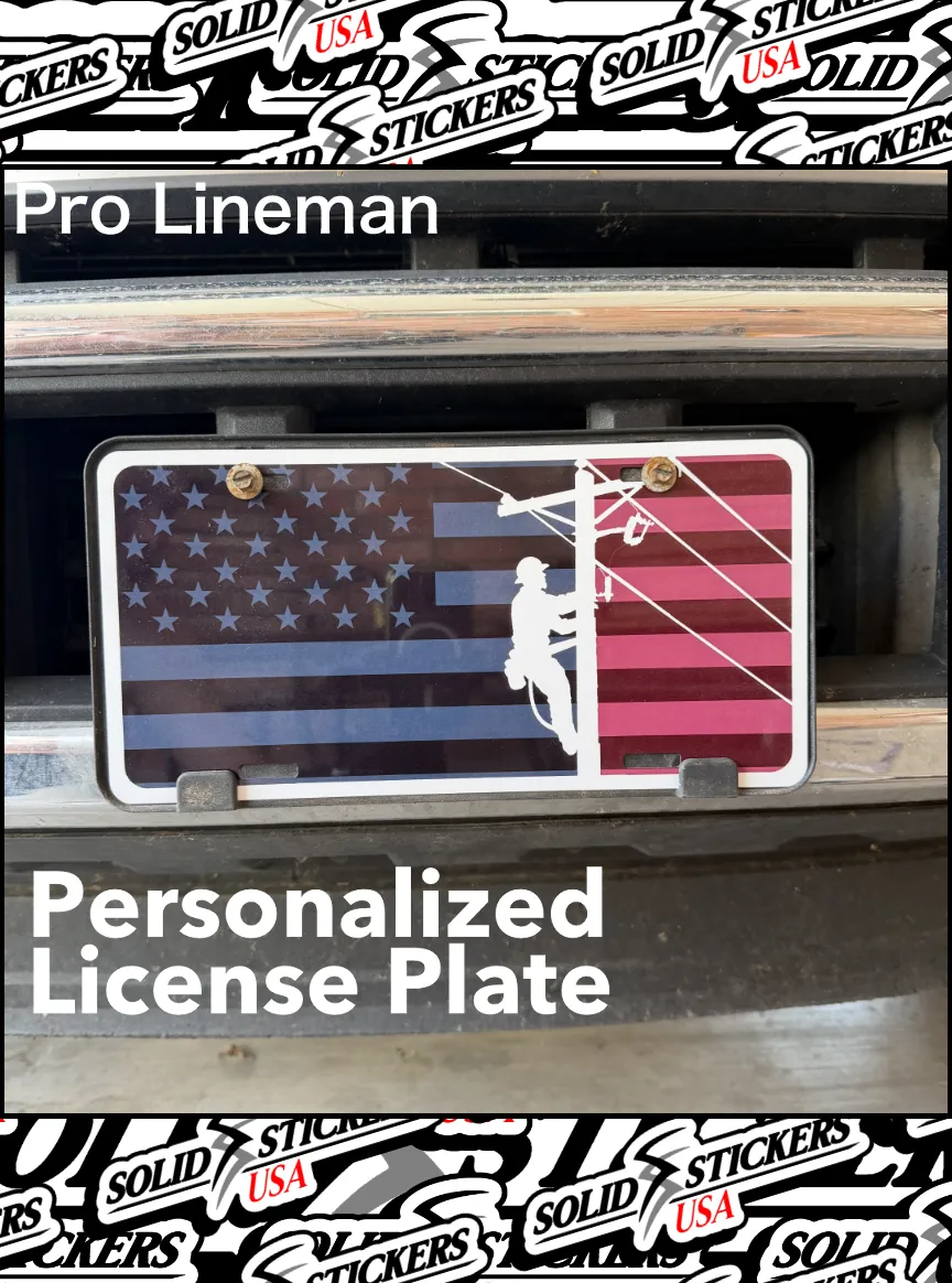 Pro Lineman US Flag Emblem Personalized License Plate