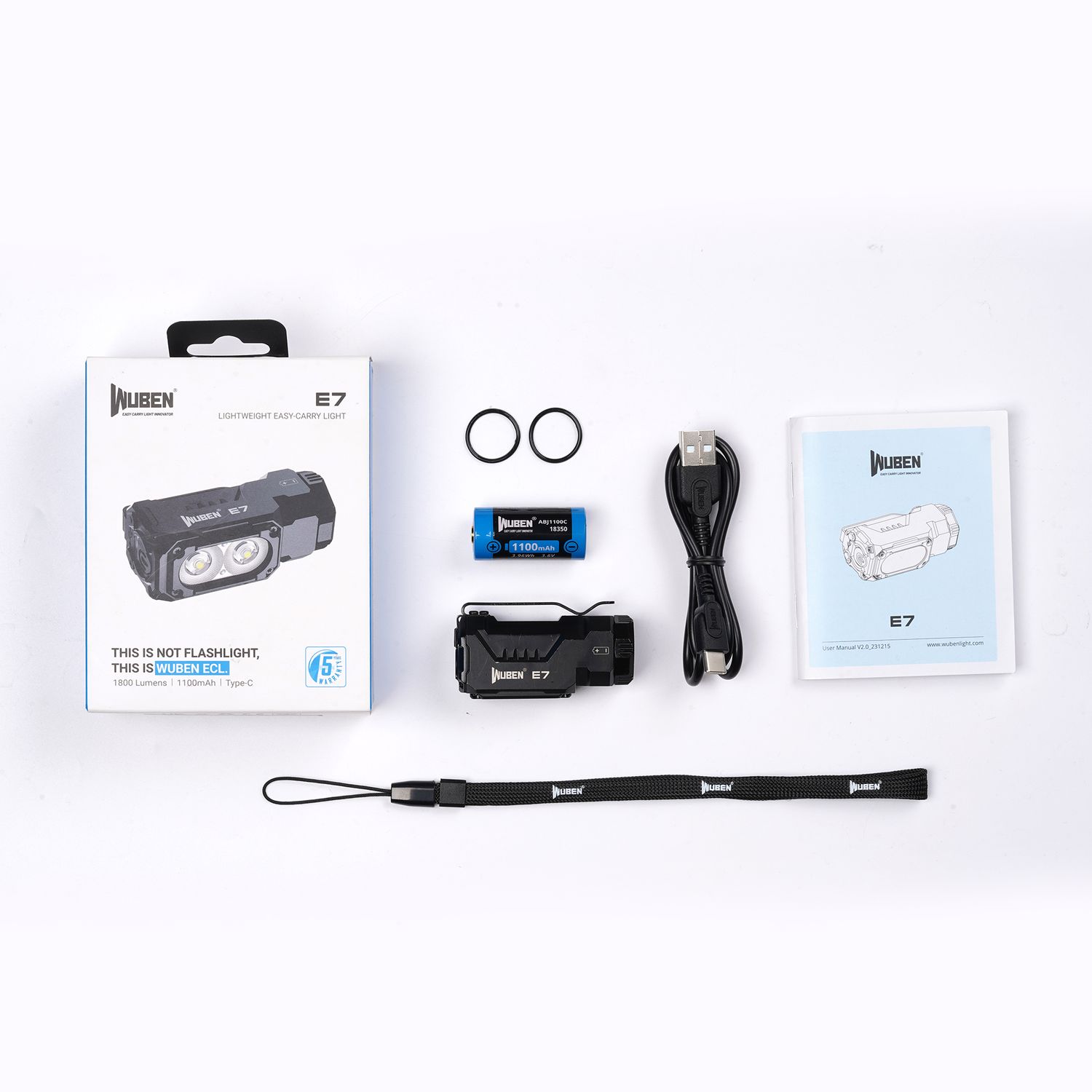 WUBEN E7 Rechargeable Hunting LED Headlamp 1800 lumens