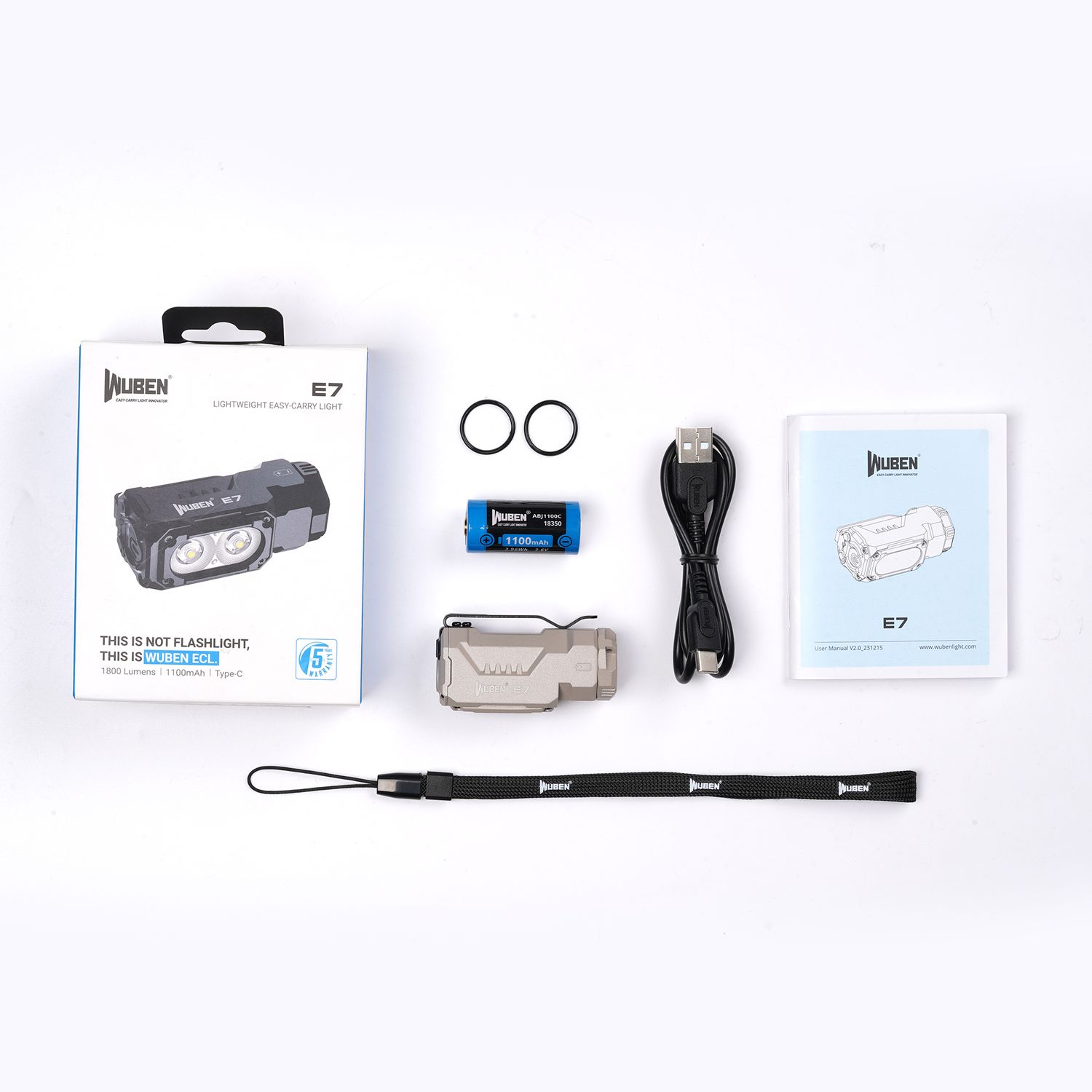 WUBEN E7 Rechargeable Hunting LED Headlamp 1800 lumens
