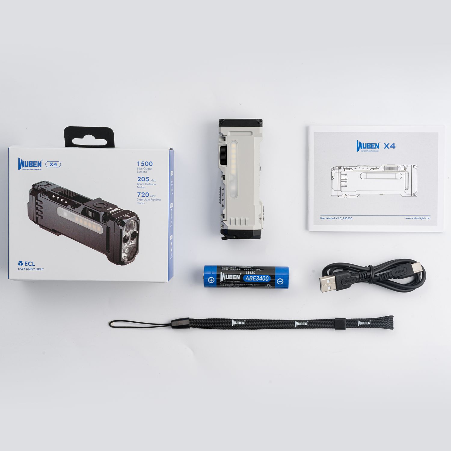 WUBEN X4 Compact Multi-Function 1500 Lumen EDC Tactical Flashlight