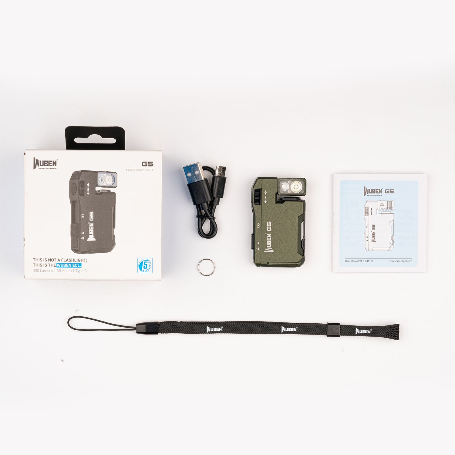WUBEN G5 400 Lumens EDC Keychain Compact Rechargeable Flashlight
