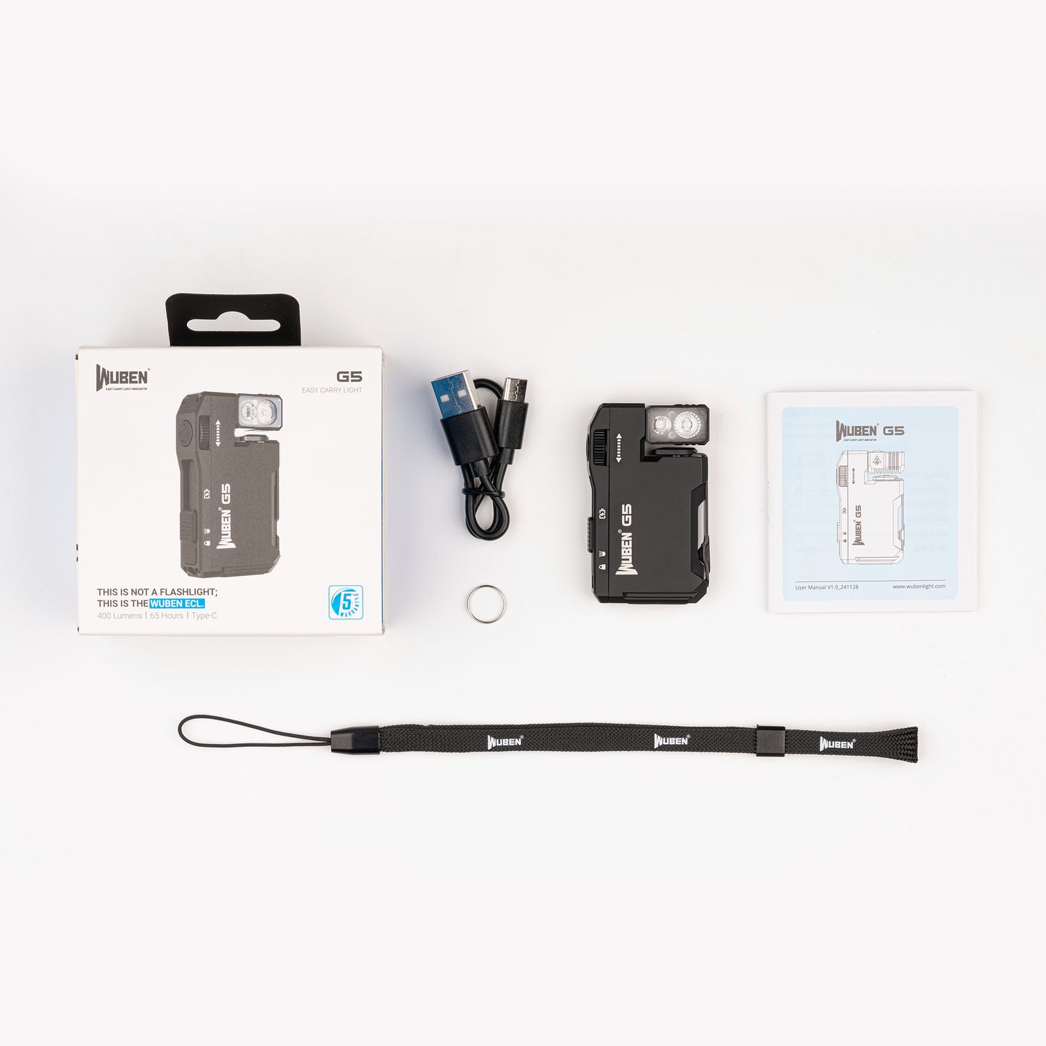 WUBEN G5 400 Lumens EDC Keychain Compact Rechargeable Flashlight