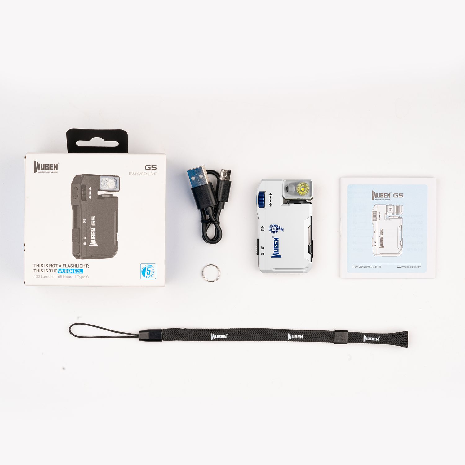 WUBEN G5 400 Lumens EDC Keychain Compact Rechargeable Flashlight