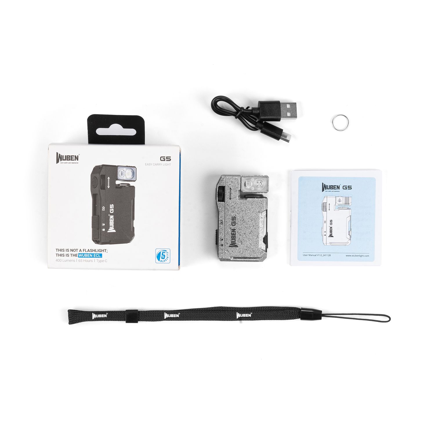WUBEN G5 400 Lumens EDC Keychain Compact Rechargeable Flashlight