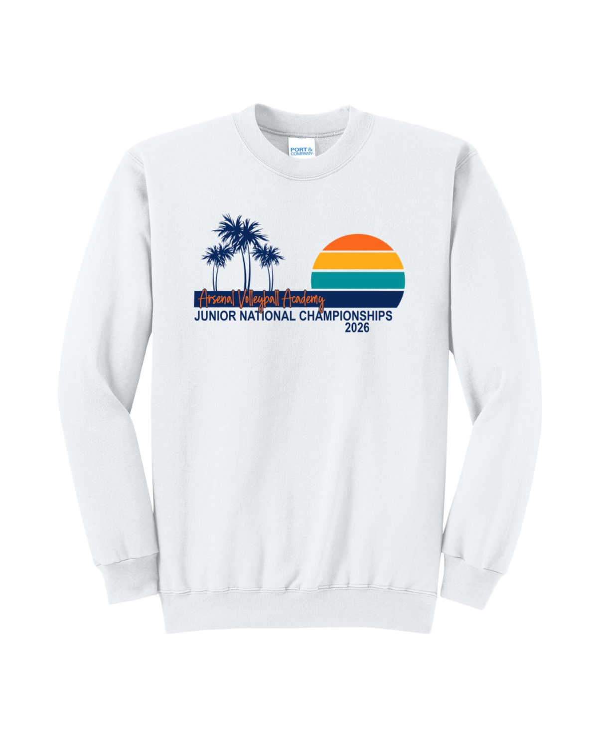 Adult AAU Palm Crewneck Sweatshirt (White)