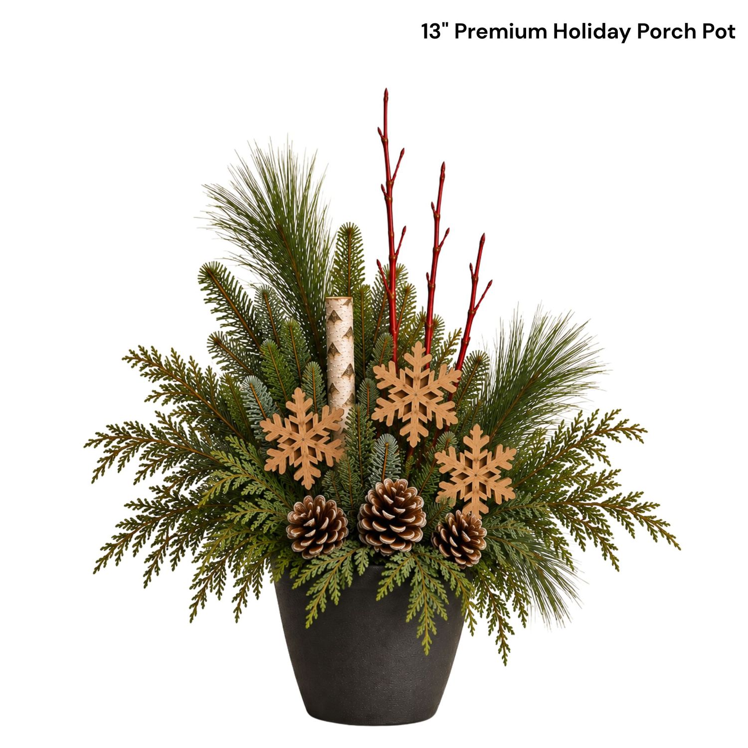 P.E.O. Winter Container Fundraiser, Style: 13" Premium Holiday Porch Pot