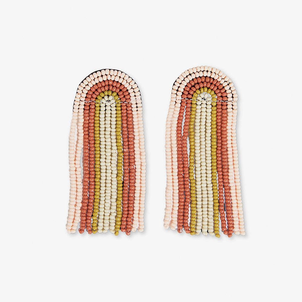 Skylar Rainbow Stripe Fringe Earrings - Desert