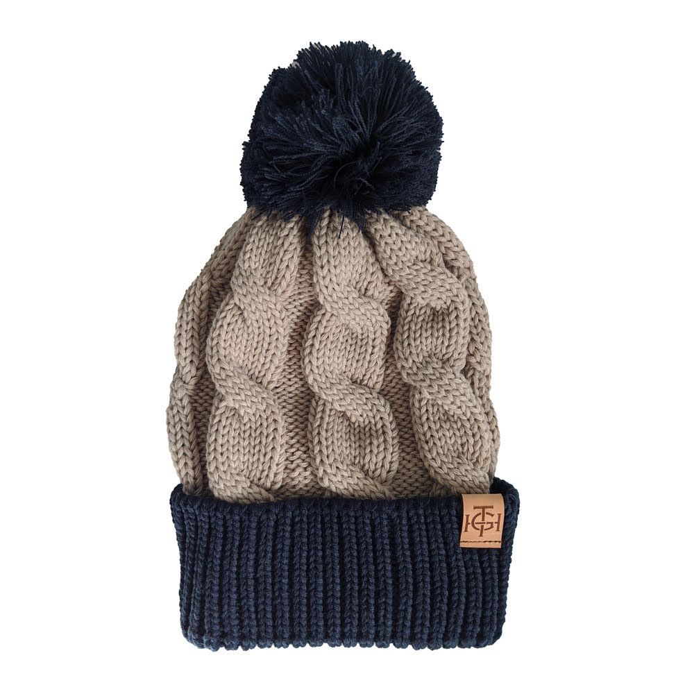 Caroline Pom Beanie, Color: Stone/Navy