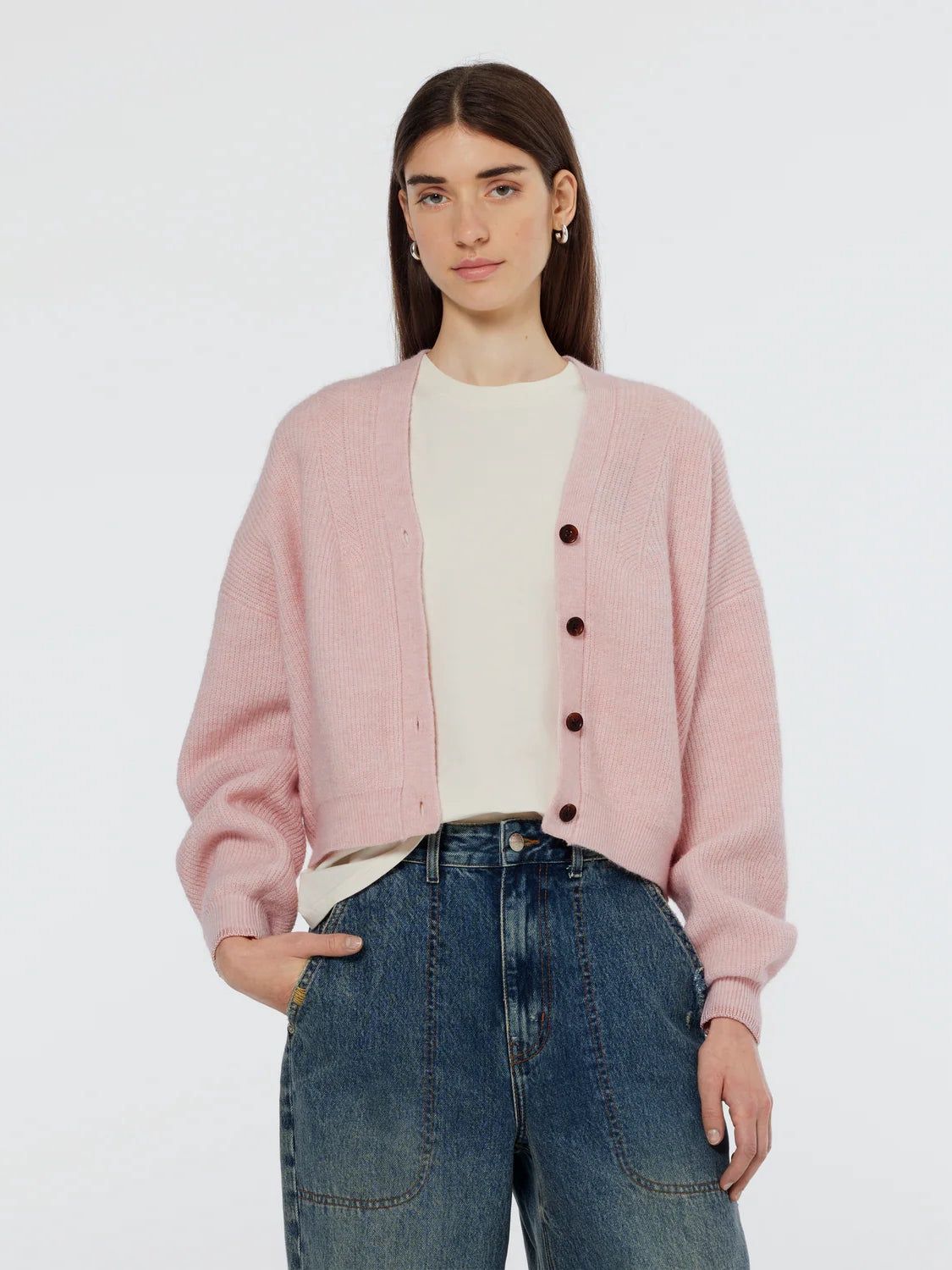Pink Melange Cardigan