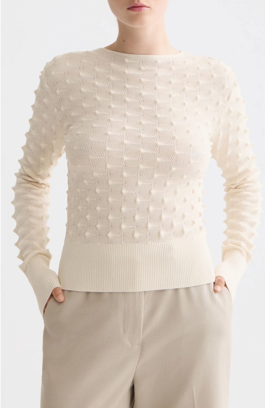 Textured Stitch Pullover - Eggnog