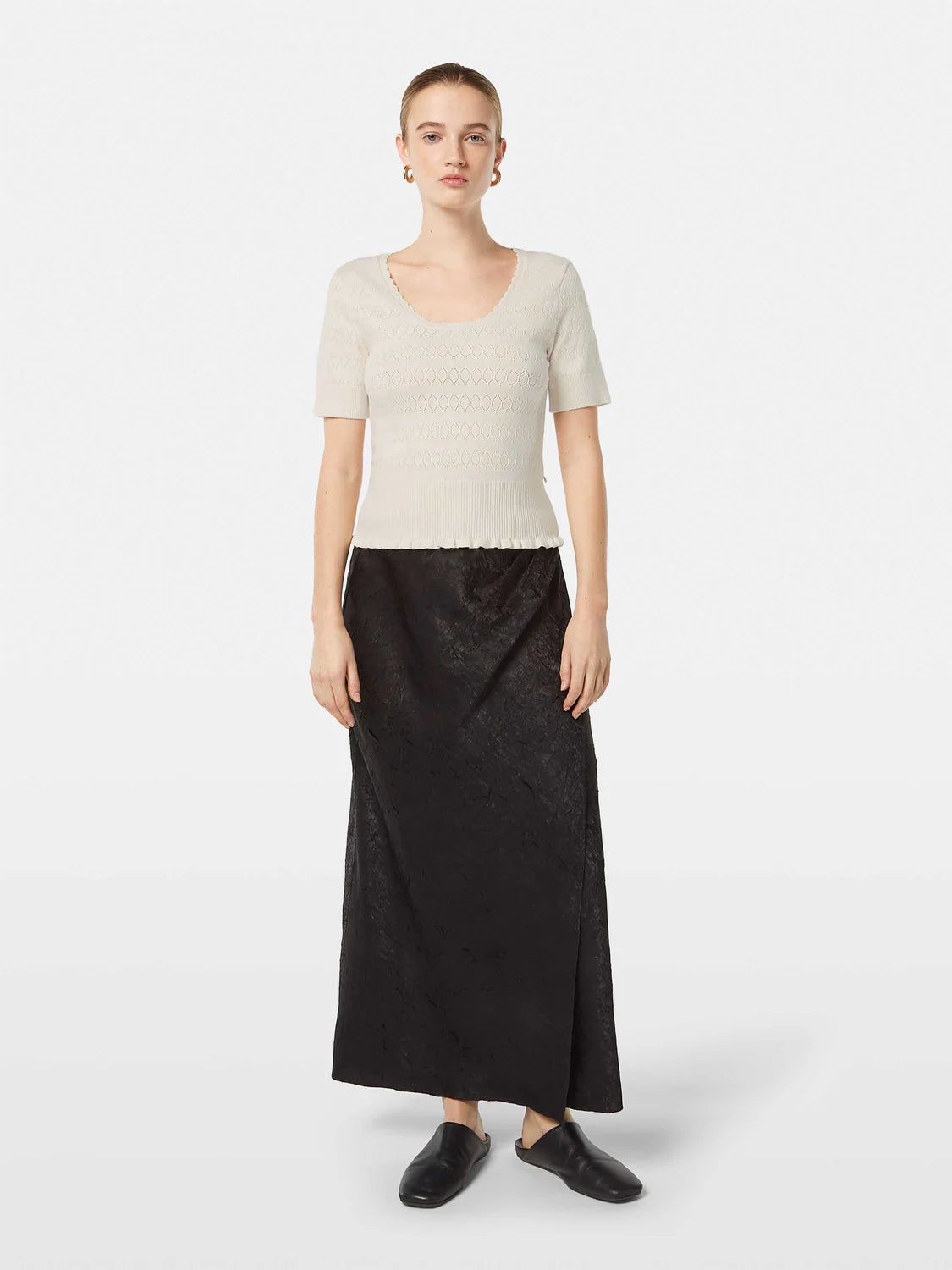 Pointelle Stitch Knitted Tee FINAL SALE