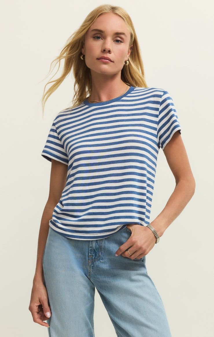 Tourist Striped Tee - Calypso Blue