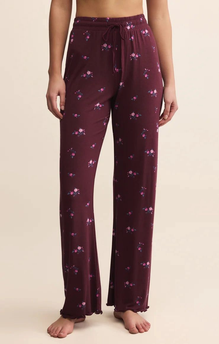 At Ease Ditsy Pant - Merlot