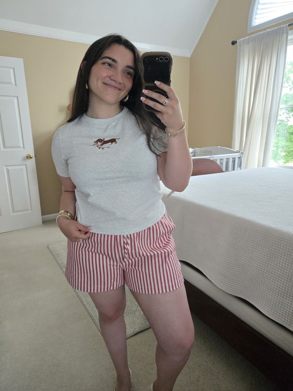 Cherry Cream Striped Shorts