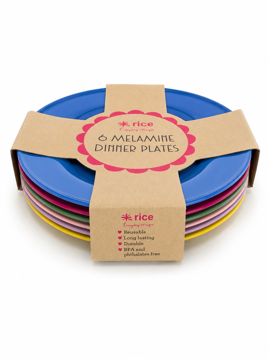 Rice DK Melamine Dinner Plates Set (6 pcs) - ‘Flower Me Happy’ Range In Assorted Colours Rice DK Melamine Dinner Plates Set (6 pcs) - ‘Flower Me Happy’ Range In Assorted Colours