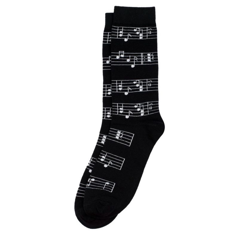 Joe Cool Music Note Black And White Socks M-L