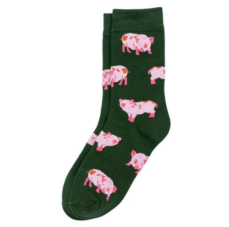 Joe Cool Piglet Litter Dark Green Socks S-M