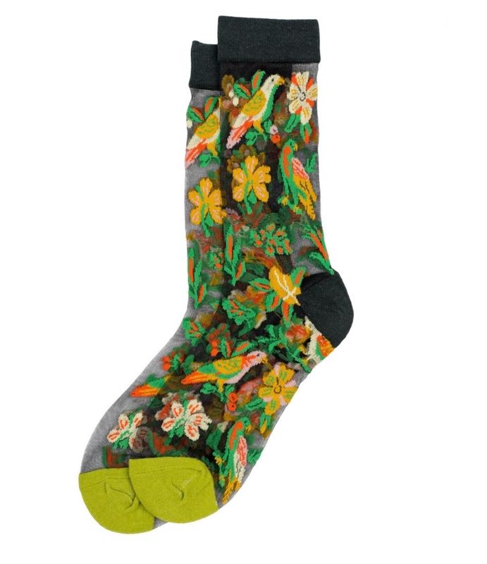 Joe Cool Sheer Tropical Love Birds Socks S-M