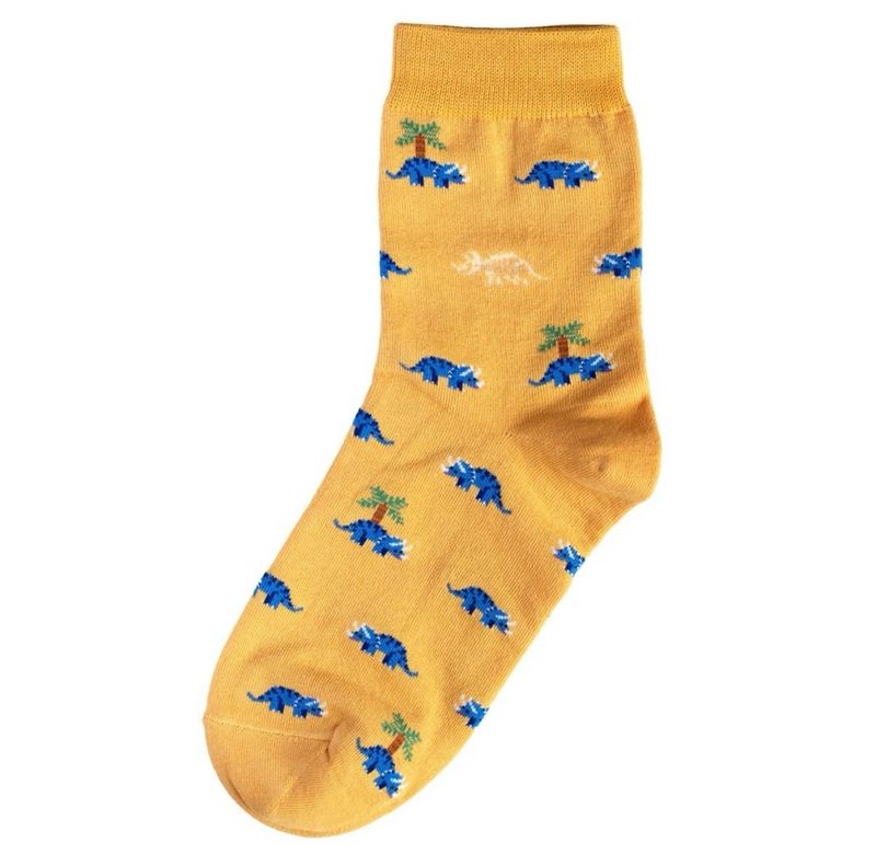 Joe Cool Triceratops Yellow Socks S-M