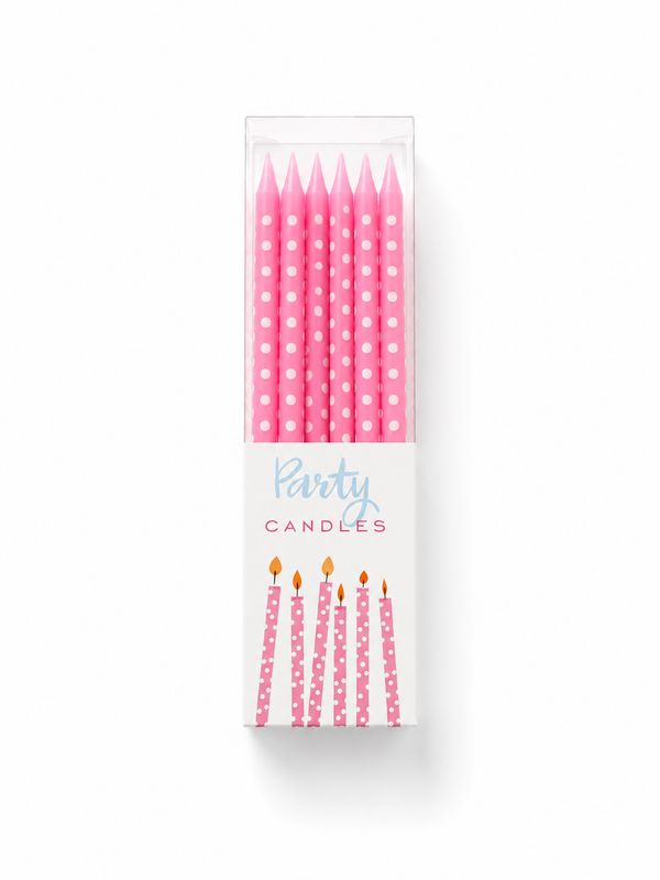Rex London Pink Polka Dot Birthday Candles (10 pack)