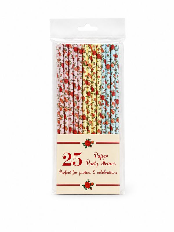 Rex London Paper Party Straws (25 pack) - Rose