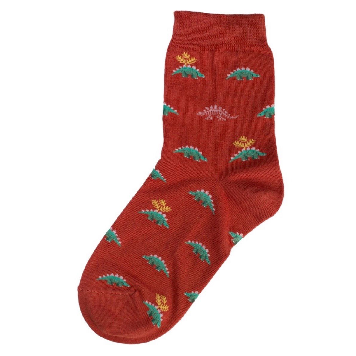 Joe Cool Stegosaurus Orange Socks S-M