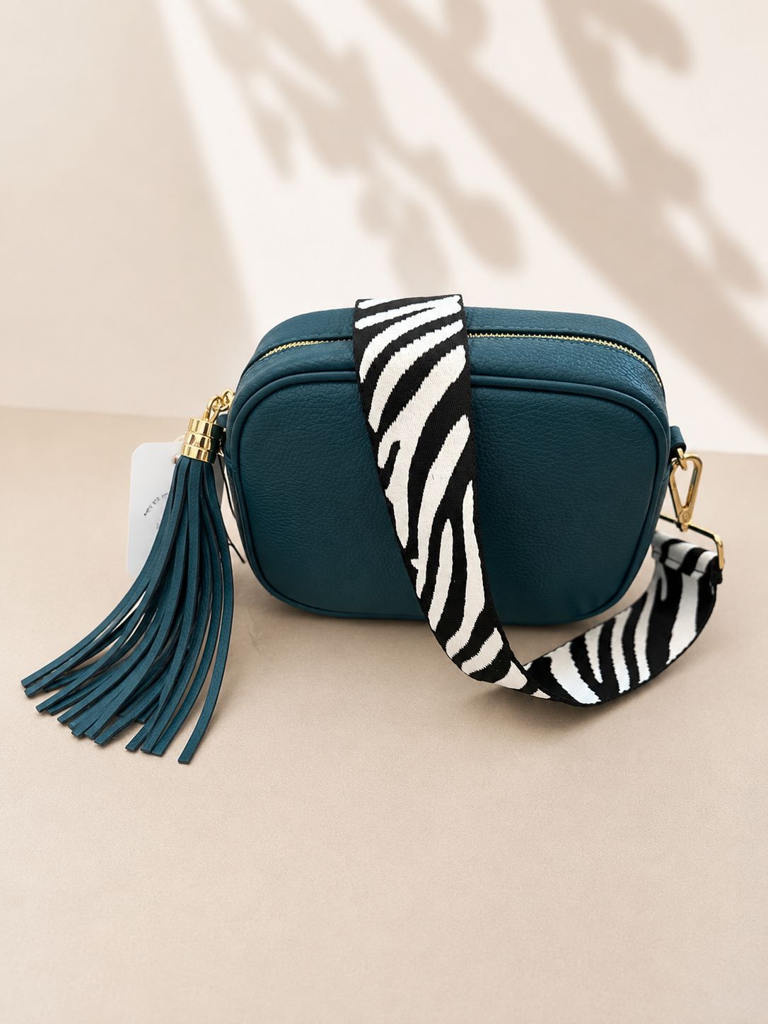 Cadenza Teal Leather Bag & Fabric Zebra Strap