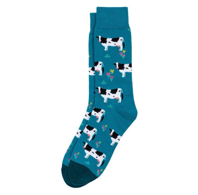 Joe Cool Friesian Cow Teal Socks S-M
