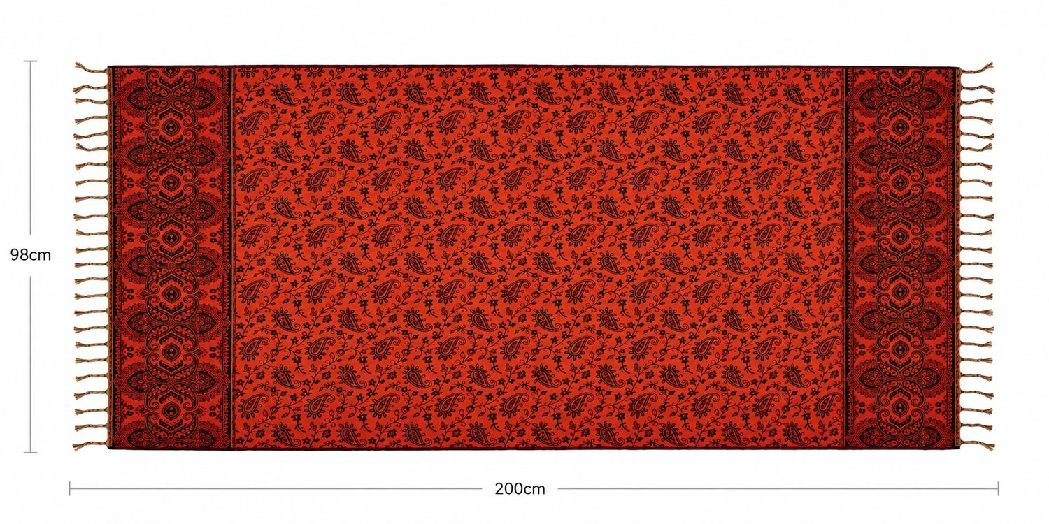 Paisley Reversible Blanket Shawl - Burnt Orange & Black
