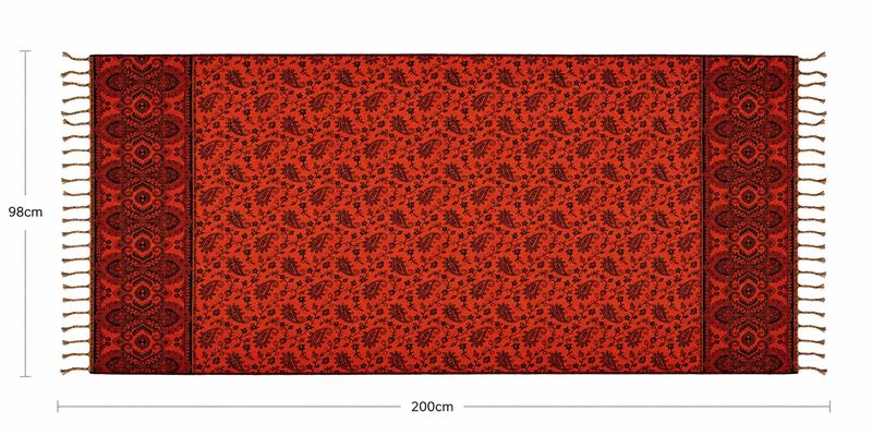 Paisley Reversible Blanket Shawl - Burnt Orange & Black