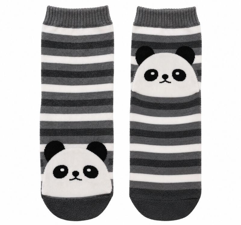 Joe Cool Panda Stripe Grey And White Socks S-M