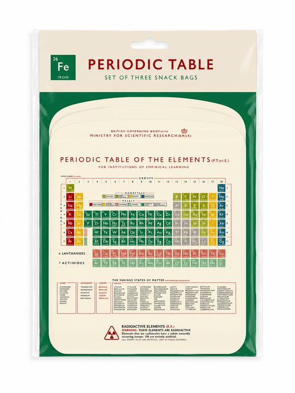 Rex London Reusable Snack Bags (set of 3) - Periodic Table