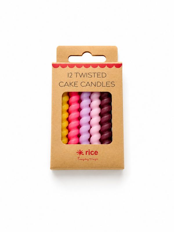 Rice DK Twisted Cake Candle 12 pcs - Pinkish Colour Design