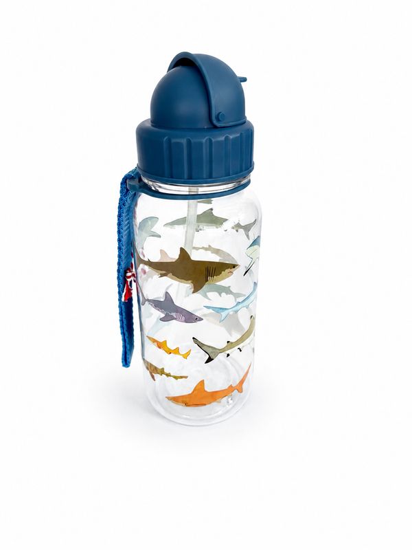 Rex London Children's Water Bottle with Straw 500ml - Shark