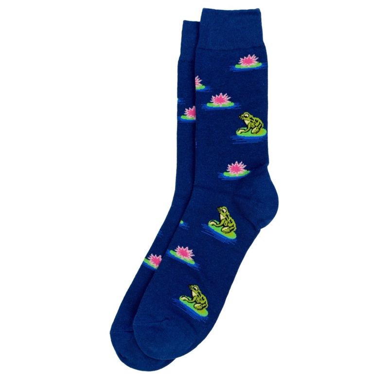 Joe Cool Lotus Frog Blue Socks M-L