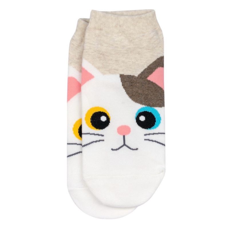 Joe Cool Ankle Playful Cat Beige Socks S-M