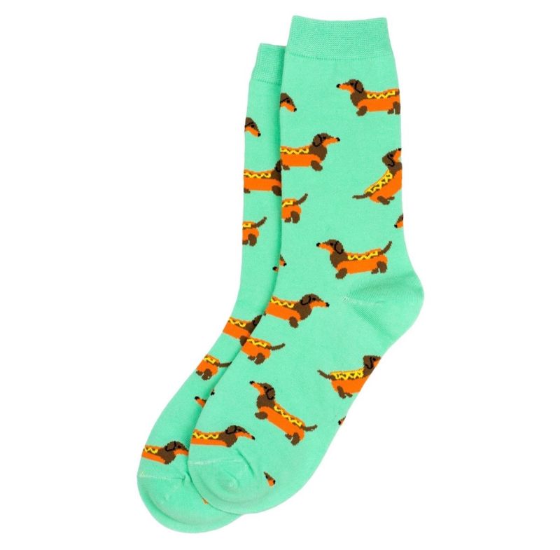 Joe Cool Dapper Dachshund Green Socks S-M