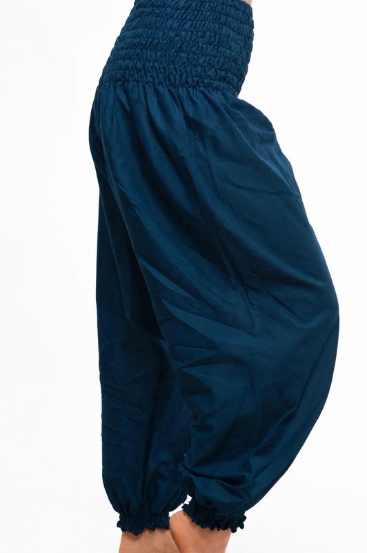 Plain Print Organic Cotton Genies - Petrol Blue
