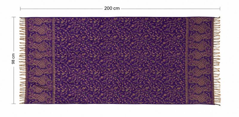 Paisley Reversible Blanket Shawl - Dark Plum & Antique Gold