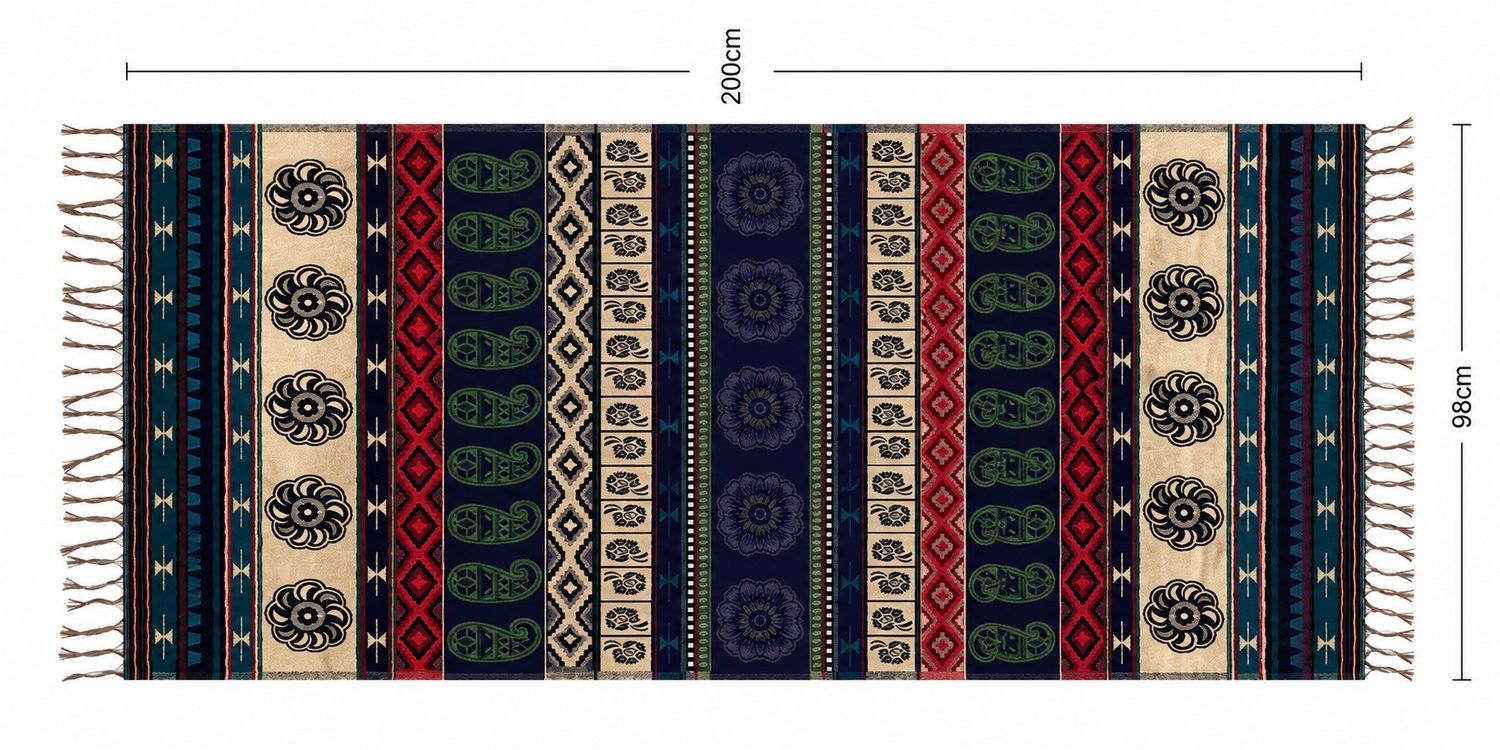 Geometric Reversible Blanket Shawl - Assorted Mix Of Dark Blue, Red, Khaki Green & Beige Geometric Reversible Blanket Shawl - Assorted Mix Of Dark Blue, Red, Khaki Green & Beige