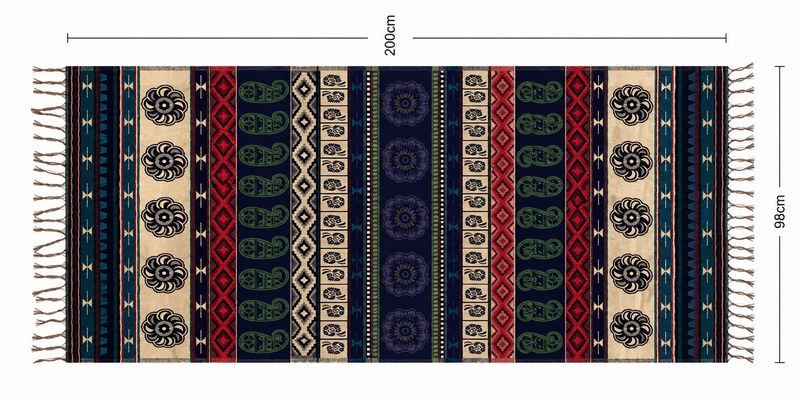Geometric Reversible Blanket Shawl - Assorted Mix Of Dark Blue, Red, Khaki Green & Beige