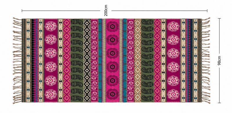 Geometric Reversible Blanket Shawl - Assorted Mix Of Hot Pink & Khaki Green