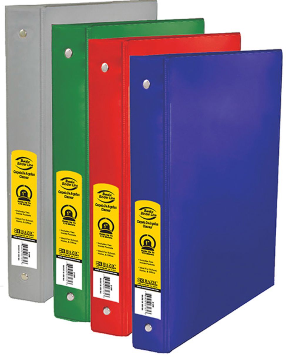 1" Asst. Color 3- Ring Binder w/ 2-Pockets (24/cs)
