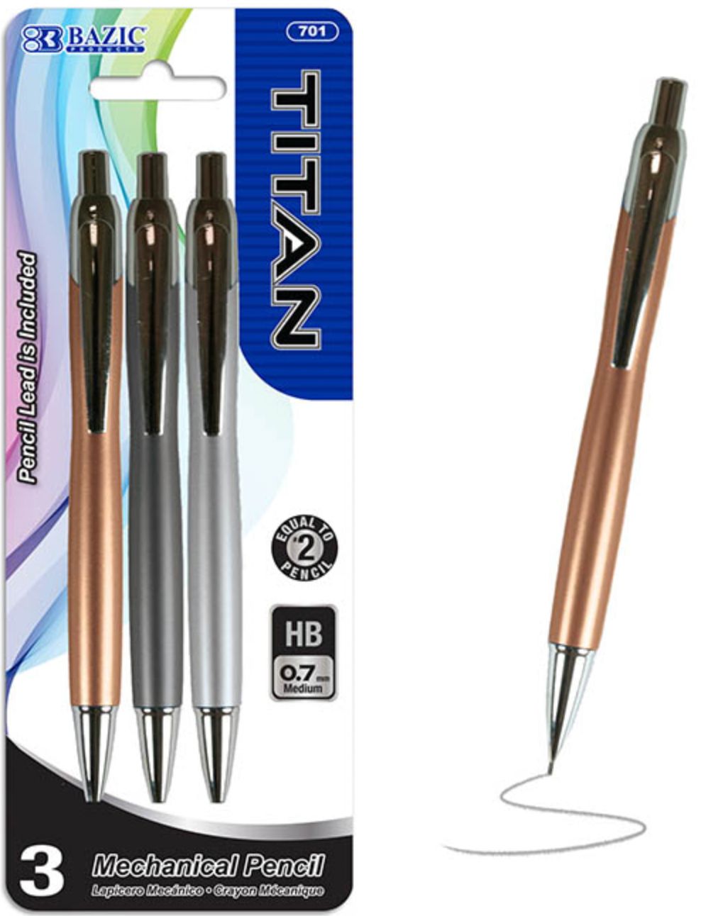 Titan 0.7 mm Mechanical Pencil 3/Pack (24/cs)