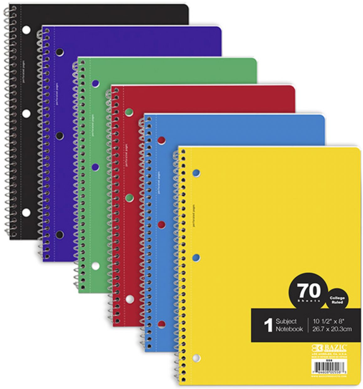 70 Ct. 1-Subject Spiral Notebook (24/cs)